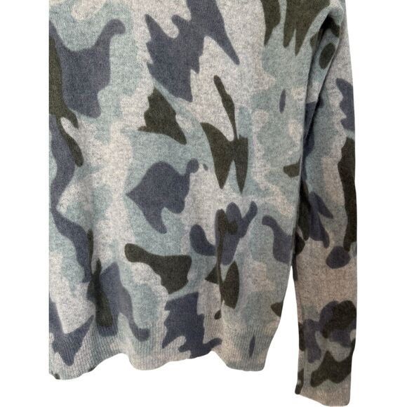 White + Warren Essentials Cashmere Camo Print Pullover V-Neck Sweater Size S - Picture 5 of 12